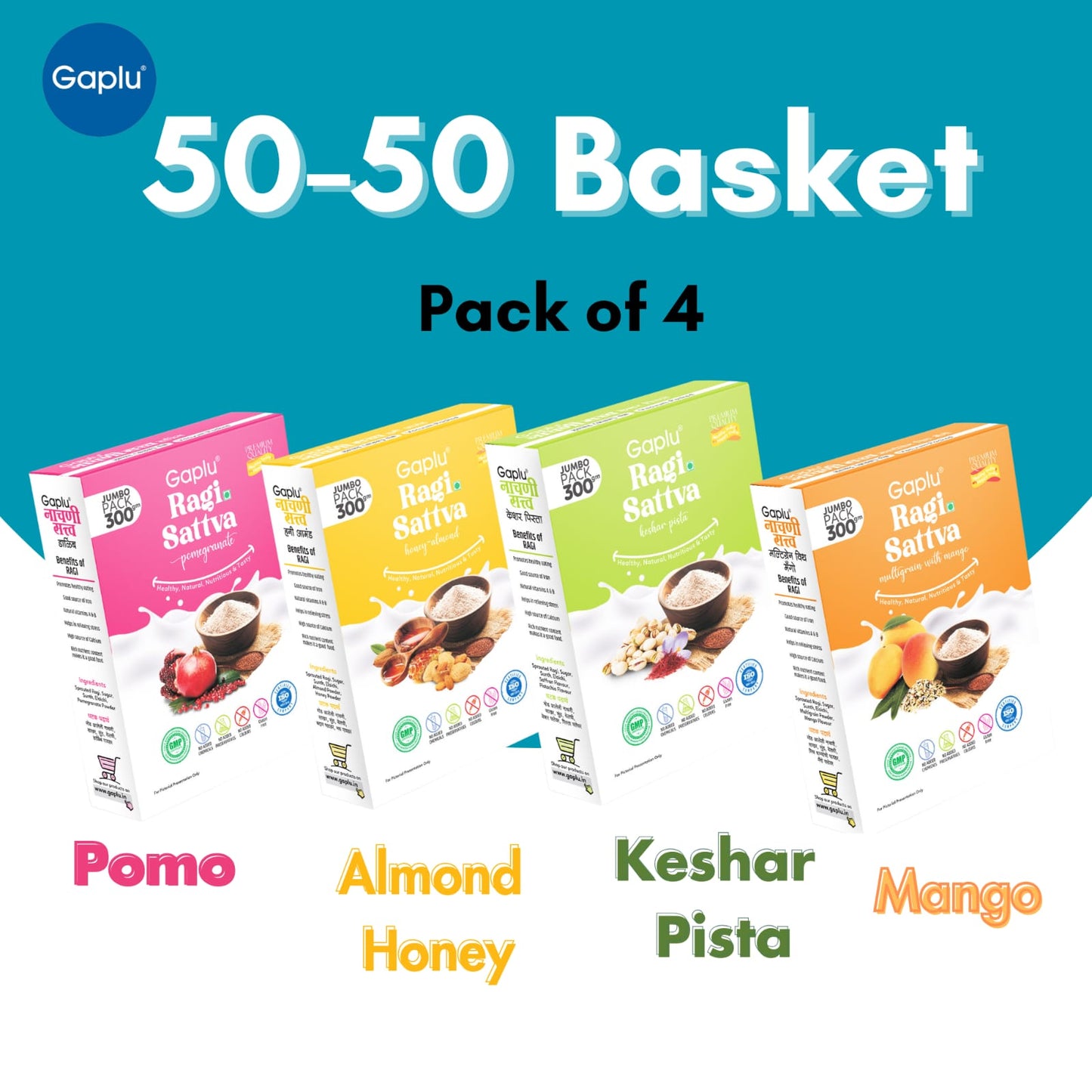 Gaplu Healthy Ragi Sattva Basket Pack – 4 Flavor Combo