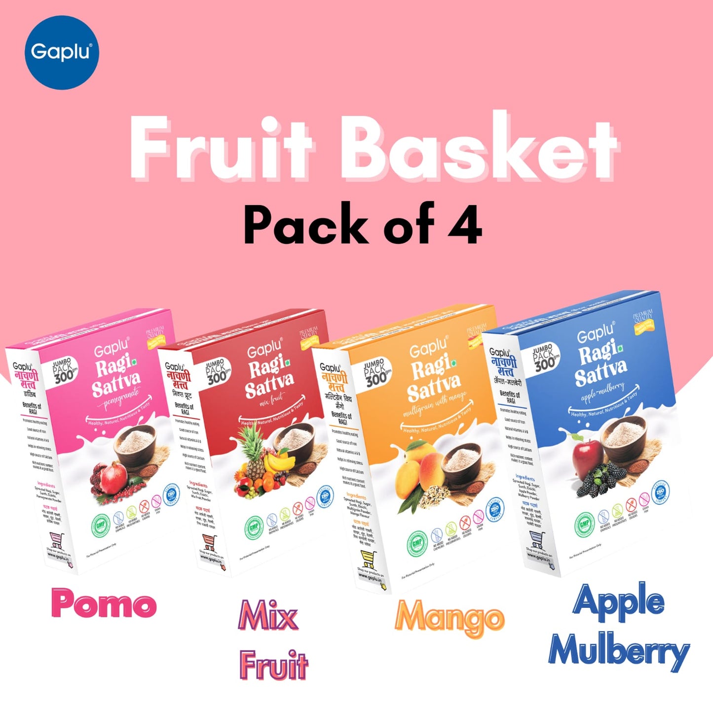 Gaplu Fruit Nutrition Basket – Pack of 4 Ragi Sattva